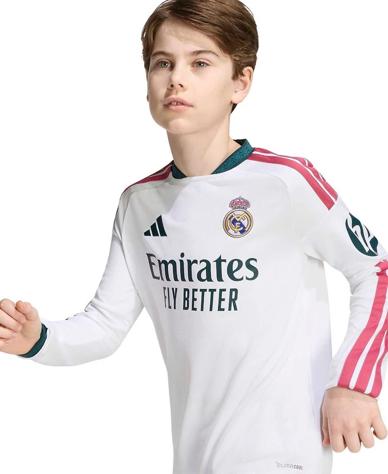 Adidas Big Boys and Girls White Real Madrid 2026/27 Home ReplicaLong sleeves Jersey