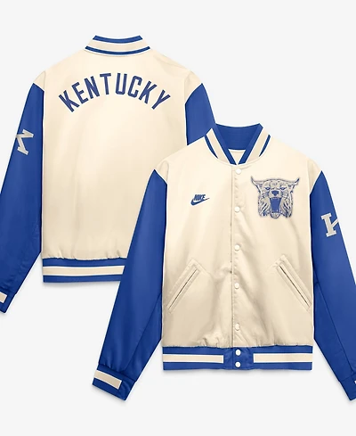 Nike Men's Natural/Royal Kentucky Wildcats Legacy Full-Snap Bomber Jacket