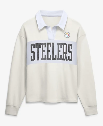 Fanatics Women's Cream Pittsburgh Steelers Heritage Play Action RugbyLong sleeves Polo Shirt