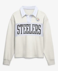 Fanatics Women's Cream Pittsburgh Steelers Heritage Play Action RugbyLong sleeves Polo Shirt
