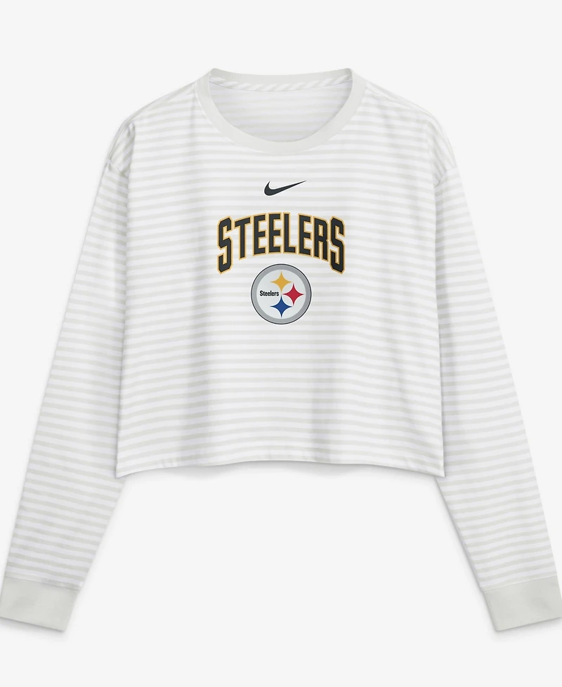 Nike Women's White Pittsburgh St-Shirtlers Loose Fit Crop Top