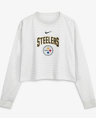 Nike Women's White Pittsburgh St-Shirtlers Loose Fit Crop Top