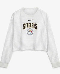 Nike Women's White Pittsburgh St-Shirtlers Loose Fit Crop Top