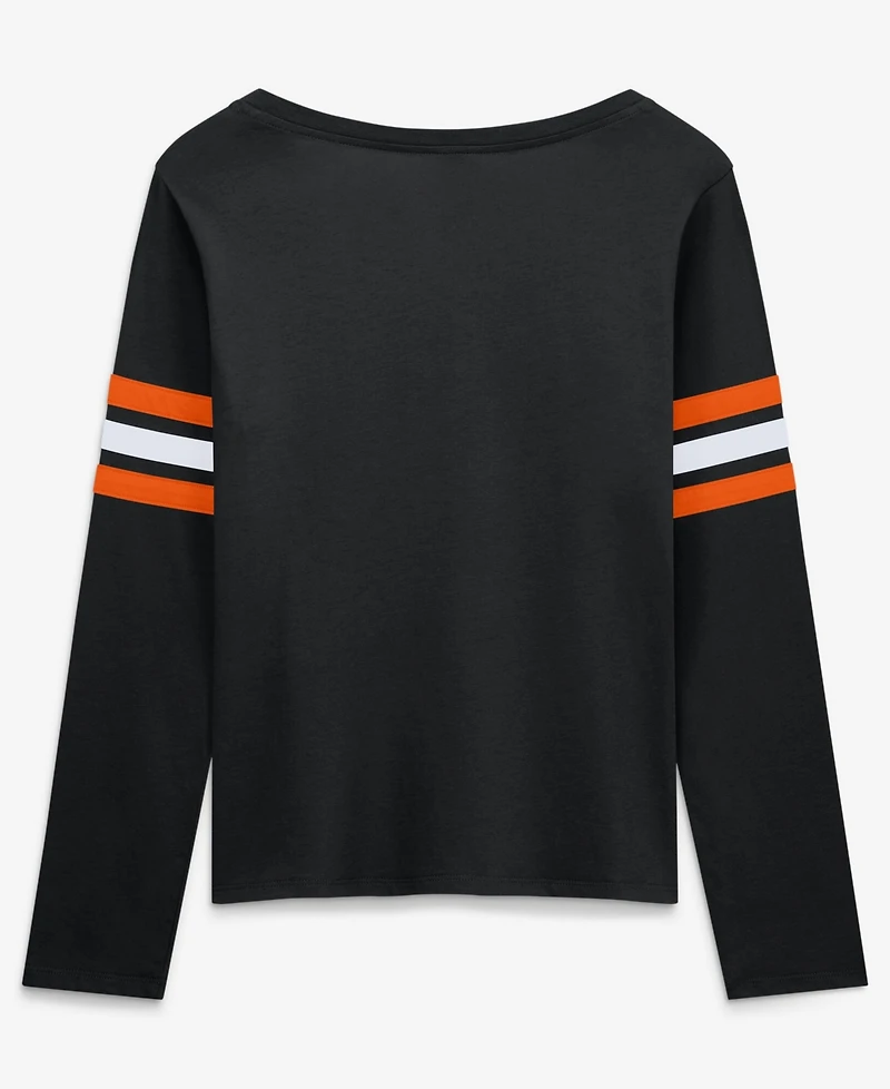 Fanatics Women's Black Cincinnati Bengals Team First Coverage Scheme Lace-UpLong sleeves T-Shirt
