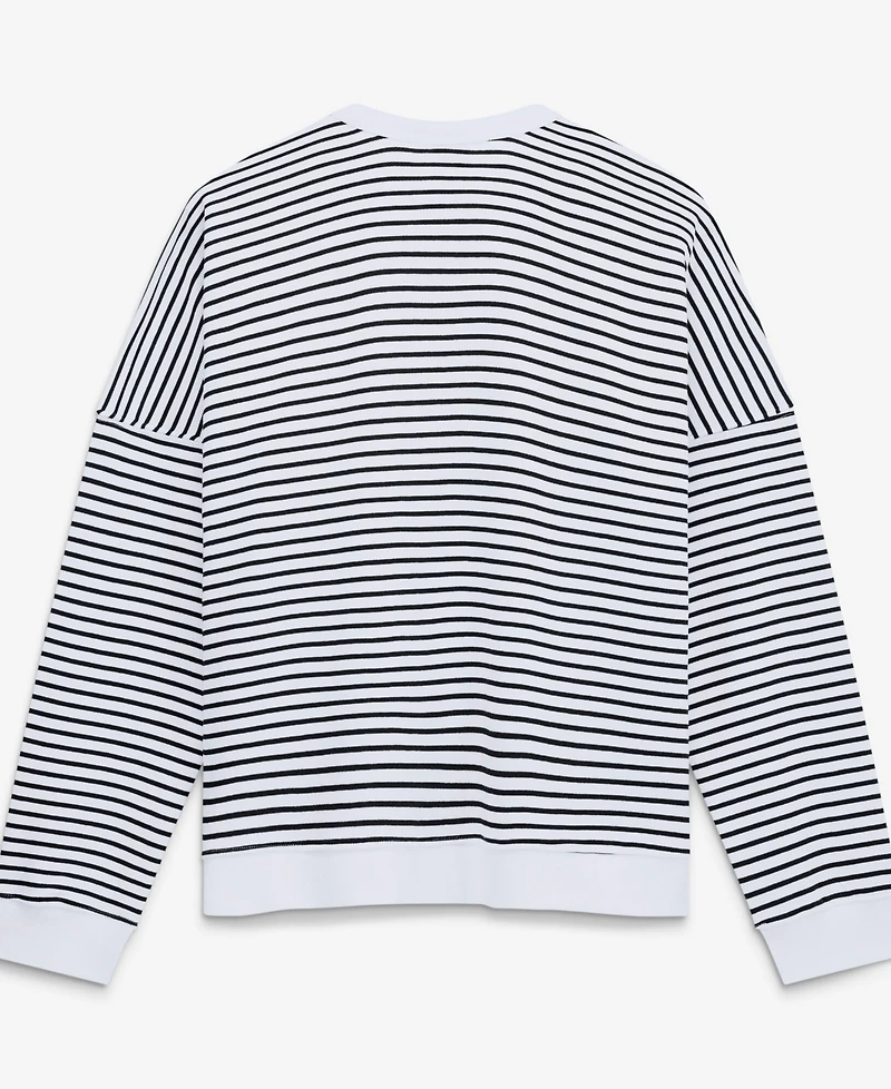 Fanatics Women's White/Black Washington Commanders Striped Oversized French Terry Sweatshirt
