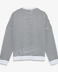 Fanatics Women's White/Black Washington Commanders Striped Oversized French Terry Sweatshirt