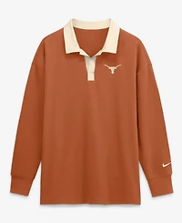 Nike Women's Orange Texas Longhorns Oversized Essential Dri-FITLong sleeves V-Neck Polo Shirt