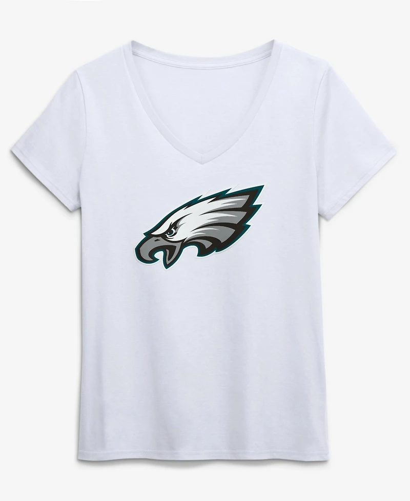Logo Athletic Women's White Philadelphia Eagles Primary Logo V-Neck T-Shirt