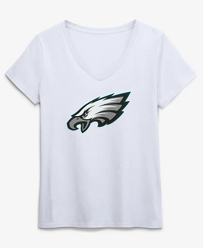 Logo Athletic Women's White Philadelphia Eagles Primary Logo V-Neck T-Shirt