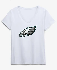 Logo Athletic Women's White Philadelphia Eagles Primary Logo V-Neck T-Shirt