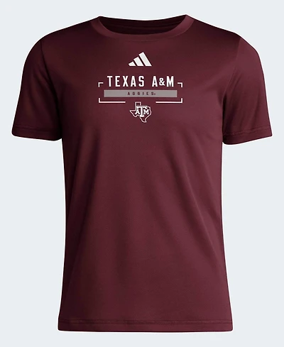 Adidas Big Boys and Girls Maroon Texas A M Aggies Aeroready Pre-Game T-Shirt