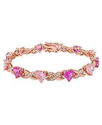 Macy's Simulated Pink Sapphire, Pink Cubic Zirconia and Cubic Zirconia Heart and 'X' Bracelet
