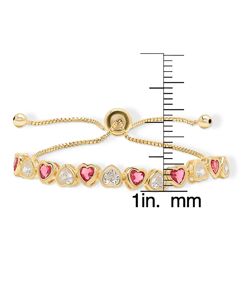 Macy's Simulated Ruby and Cubic Zirconia Bezel Heart Adjustable Bracelet