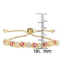 Macy's Simulated Ruby and Cubic Zirconia Bezel Heart Adjustable Bracelet