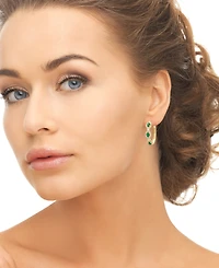 Macy's Simulated Emerald and Cubic Zirconia Oval Hoop Earrings
