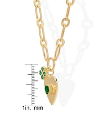 Macy's Simulated Emerald Heart and Clover 18'' Necklace