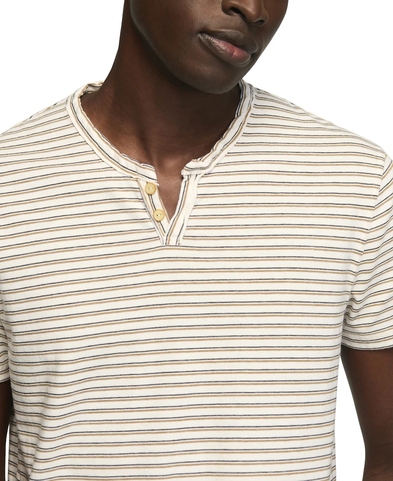 Lucky Brand Men's Striped Venice Burnout Notch Neck T-Shirt