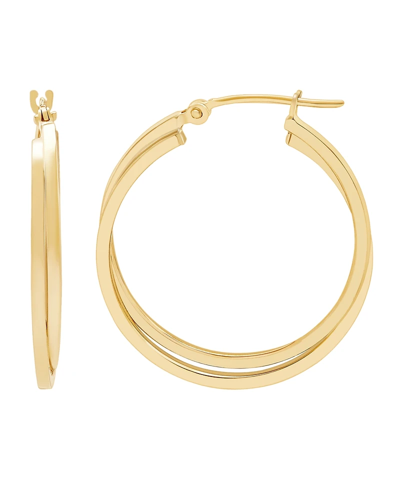 Macy's Hinged Catch Hoop Earrings in 24k Yellow Gold Over Sterling Silver