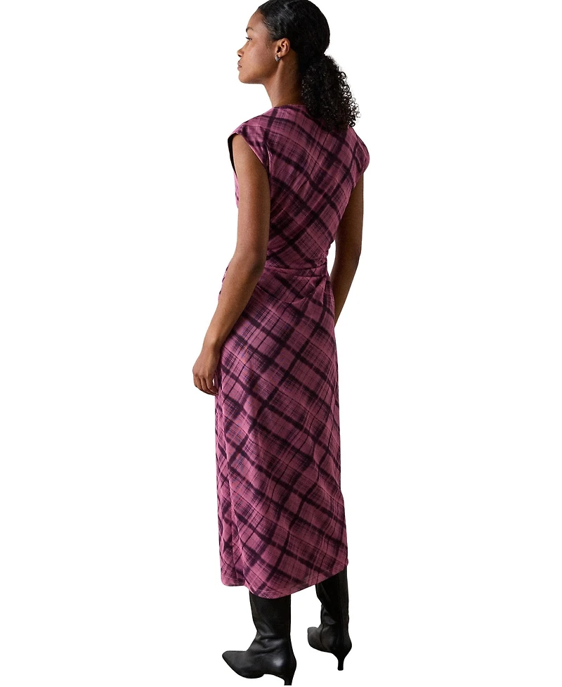 Whistles Women's Twist Check Mesh Midi Dress