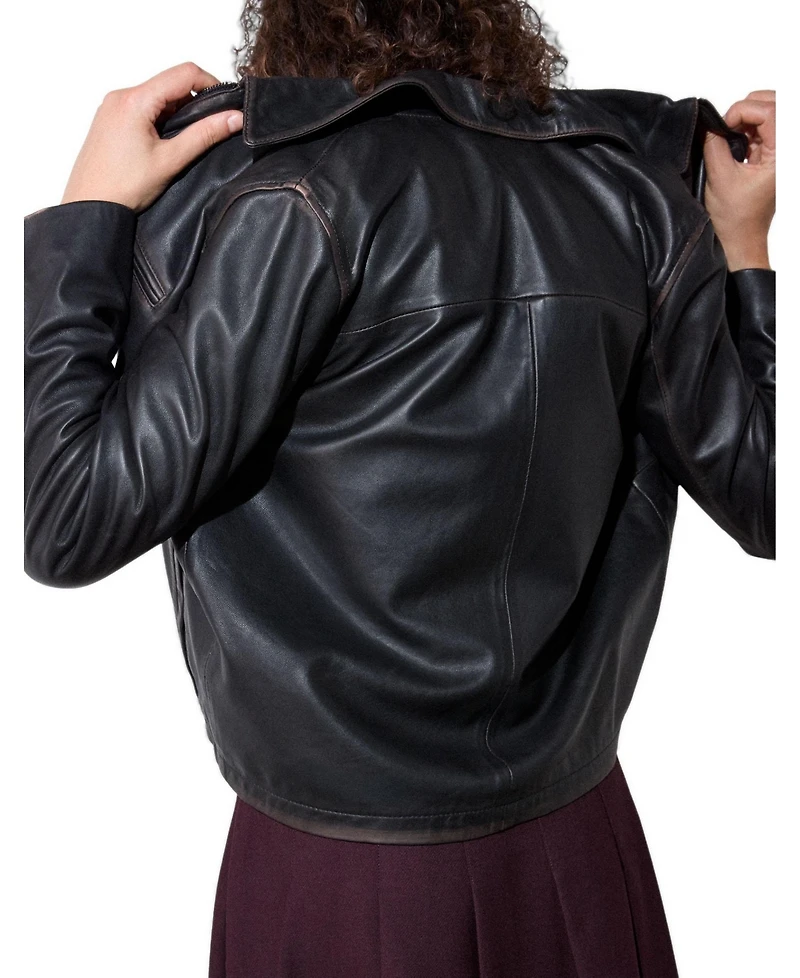 Whistles Women's Kate Burnished Leather Jacket