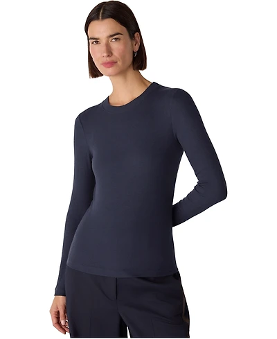 Whistles Women's Essential Ribbed Crewneck Knit Top