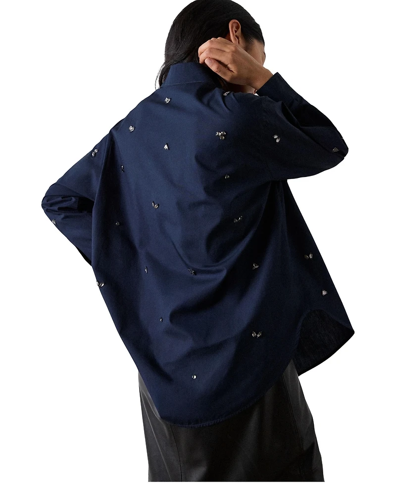 Whistles Women's Embellished Poplin Shirt