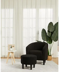 gaomon Boucle Barrel Sofa Chair, Accent Chair with Ottoman for Bedroom, Small Space