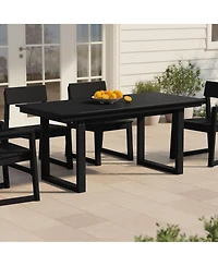 WestinTrends 68" Outdoor Hdpe Modern Rectangular Patio Dining Table With Umbrella Hole
