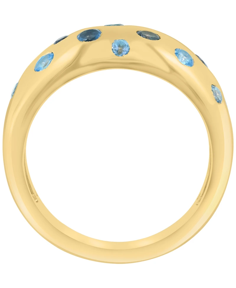 Effy Collection Multi-Blue Topaz (1-1/10 ct. t.w.) Ring in 14k Yellow Gold Over Sterling Silver