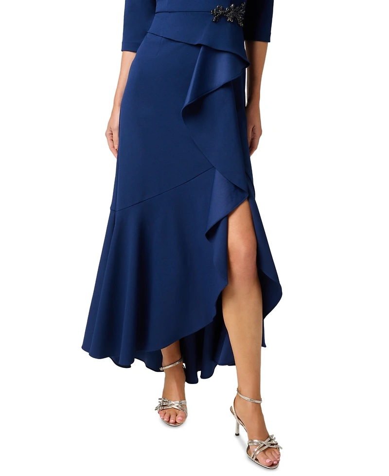 Adrianna Papell Women's Asymmetrical Bead Crepe Gown
