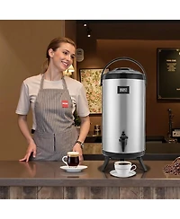 Sugift 2.4 Gallon Insulated Beverage Dispenser with Temperature Display and Stainless Steel Body