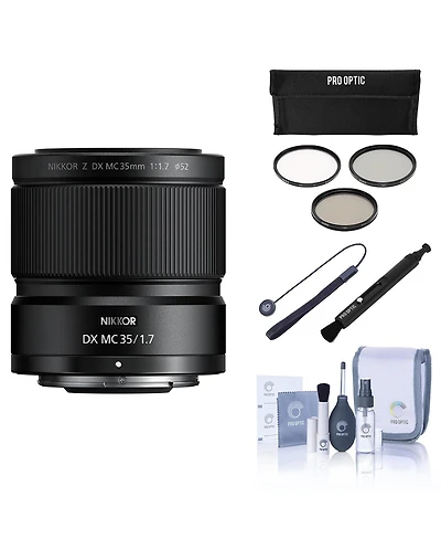 Nikon Nikkor Z Dx Mc 35mm f/1.7 Lens, Bundle with 52mm Filter Kit, Lens Cap Tether, Lens Pen Lens Cleaner, Cleaning Kit