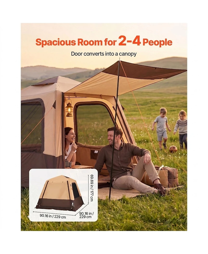 Sugift 4 Person Inflatable Instant Cabin Tent with Rechargeable Pump and 5 Large Mesh Windows