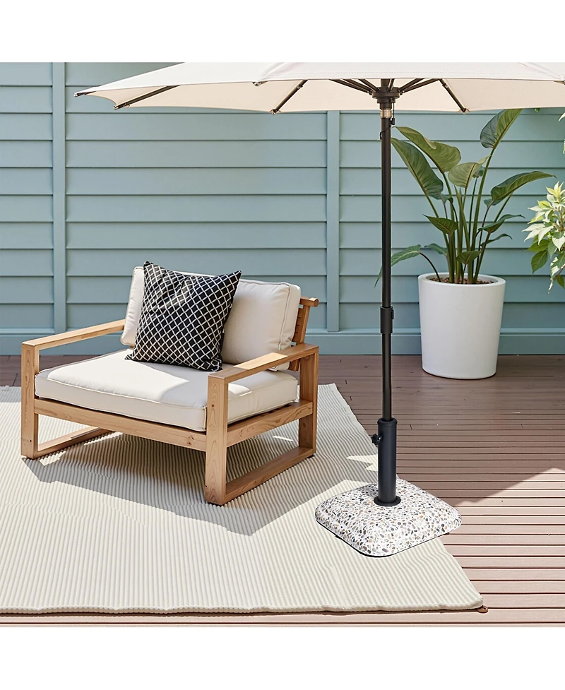 Pellebant 45lbs Patio Umbrella Base Square Cobblestone Concrete Stand Heavy Duty Market Umbrella Stand for Outdoor, Lawn, Deck, Poolside