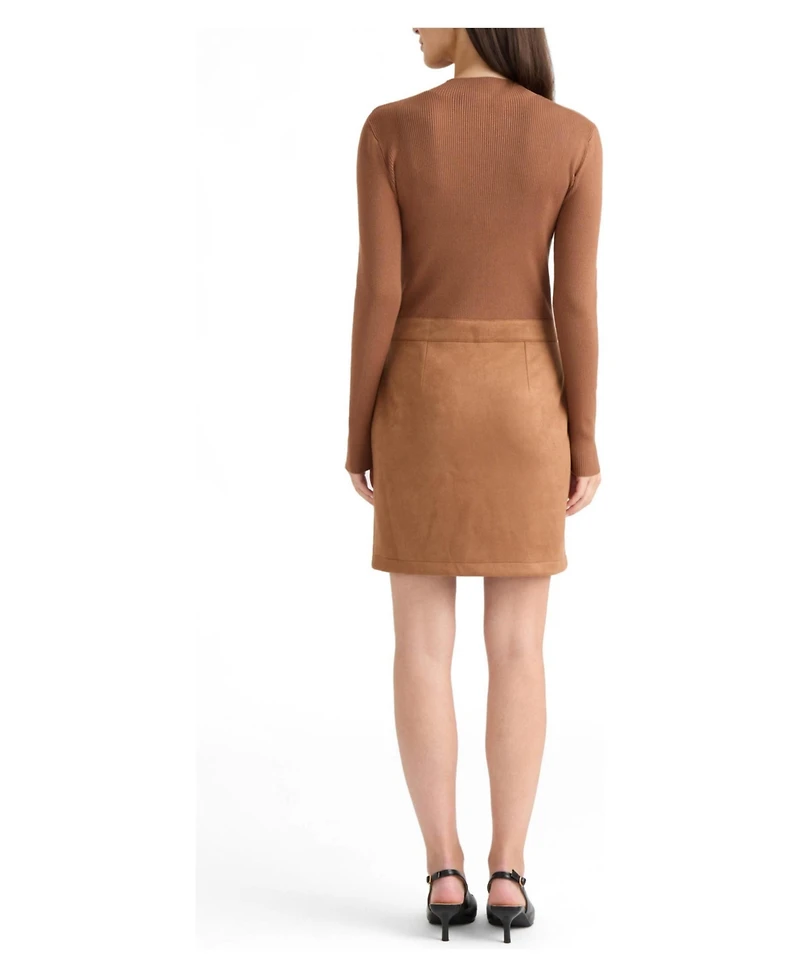 Ellen Tracy Women's Long-Sleeve Mock-Neckline Ribbed-Knit Dress