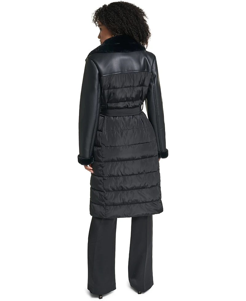 Karl Lagerfeld Paris Long Belted Puffer Coat