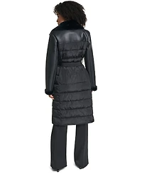Karl Lagerfeld Paris Long Belted Puffer Coat