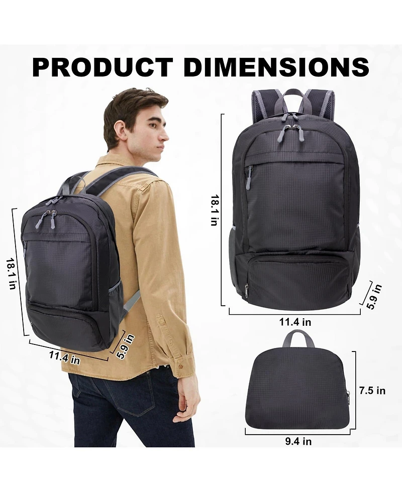 Aronkl 20L Water Resistant Foldable Packable Hiking Daypack for Outdoor Camping, Daily Walking and Casual Lifestyle Travel Sports