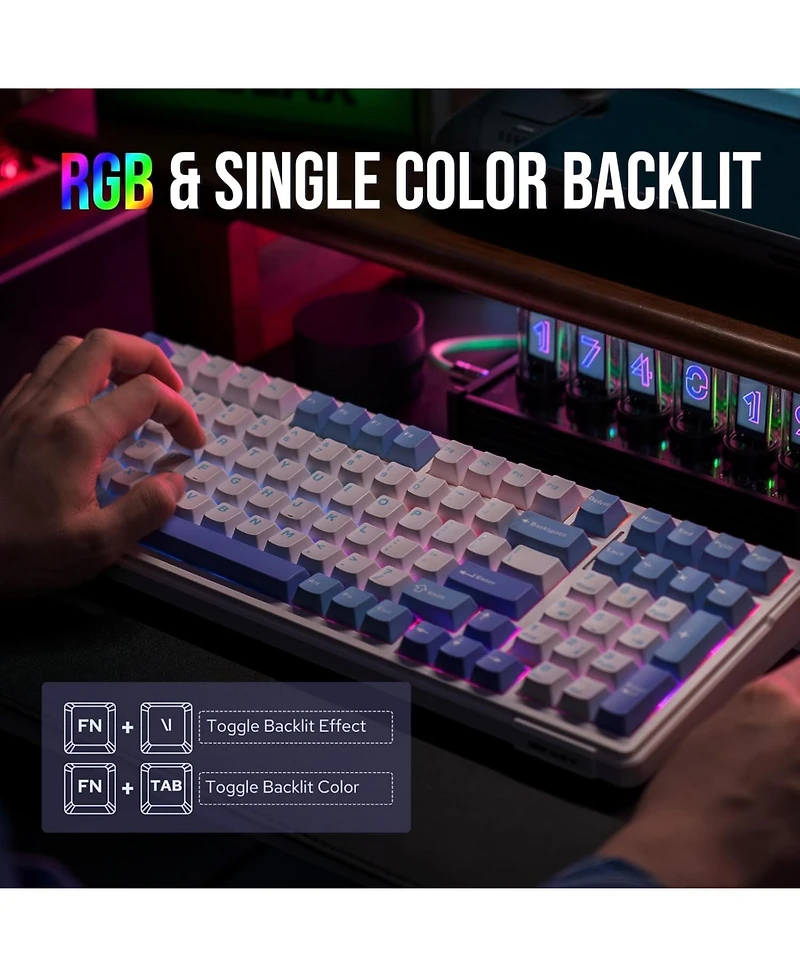 Aula F99 Pro Wireless Mechanical Gaming Keyboard, Tri-Mode Connectivity, Rgb Backlit, Gasket Structure