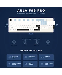 Aula F99 Pro Wireless Mechanical Gaming Keyboard, Tri-Mode Bt Type-c, Rgb Backlit with Multifunctional Knob, 8000mAh Battery