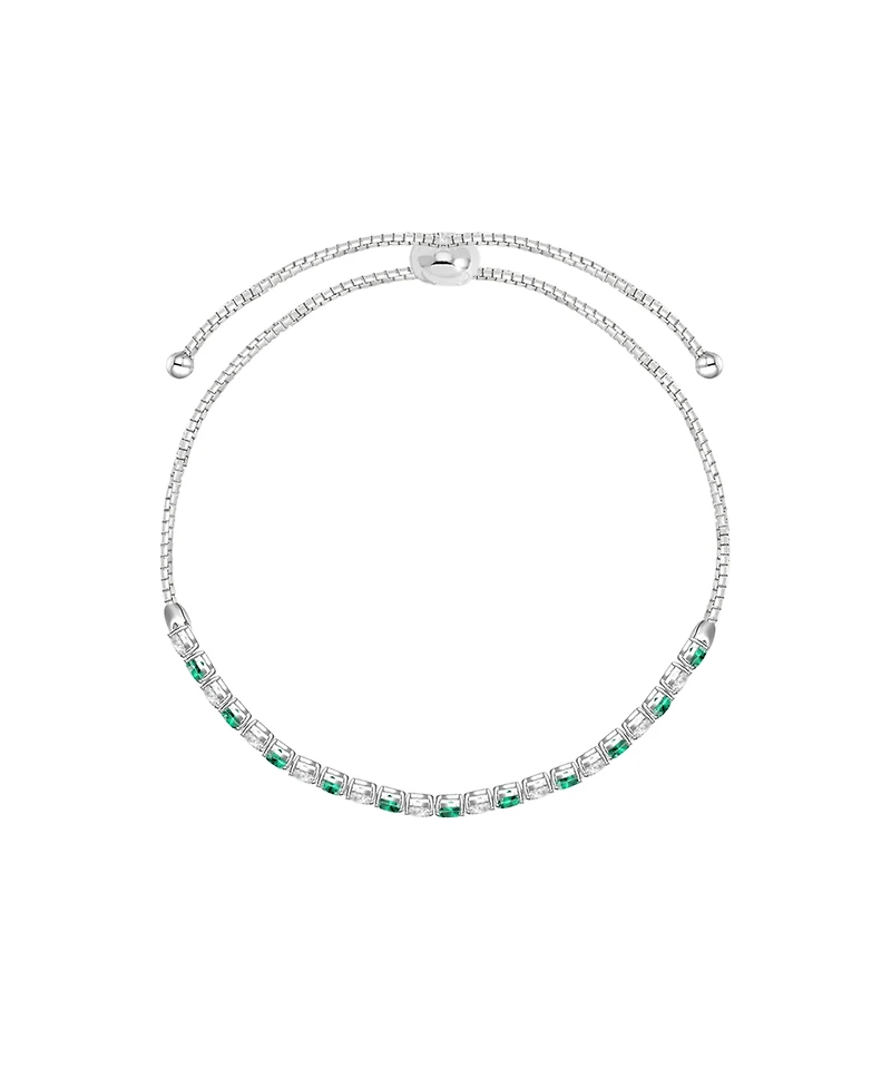 Macy's Lab-Grown Opal (7/8 ct. t.w.) & White Sapphire (1-1/10 Bolo Bracelet Sterling Silver