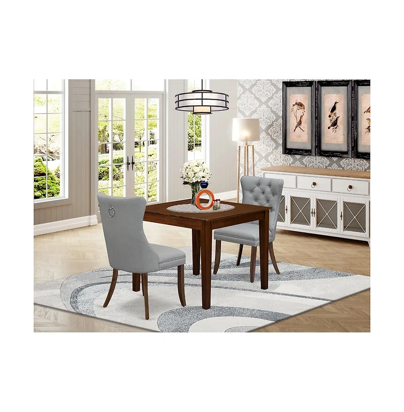 East West Furniture 3 Piece Dining Set for Small Spaces Consists of a Square Kitchen Table