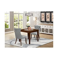 East West Furniture 3 Piece Dining Set for Small Spaces Consists of a Square Kitchen Table