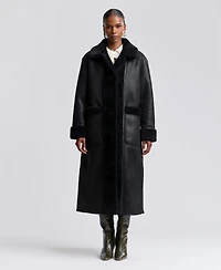 Avec Les Filles Women's Maxi Reversible Faux Fur Coat