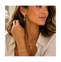 Dloria Cross and Heart faith Engraved Adjustable Cuff Bracelet-"Let your be bigger than fear"