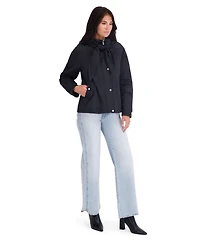 Kensie Women's Satin Hooded Jacket With Attached Scarf
