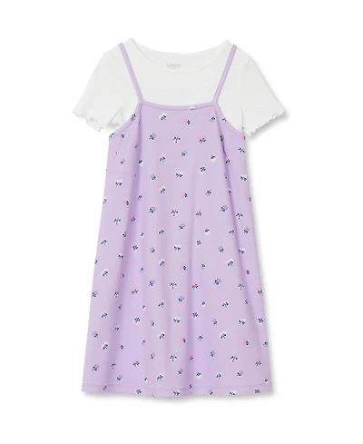 Lands' End Girls Slip Dress With Ribbed Knit Tee Set