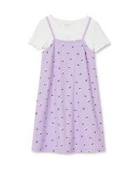 Lands' End Girls Slip Dress With Ribbed Knit Tee Set