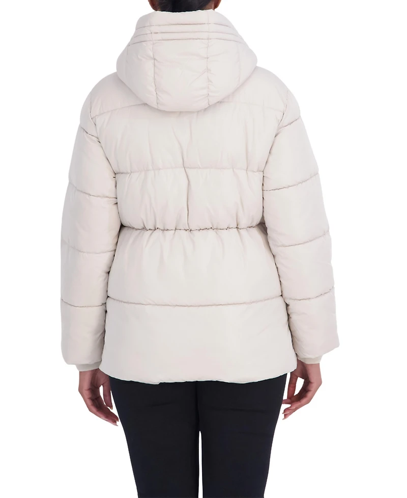 Sebby Collection Women's 3/4 Hooded Puffer Coat