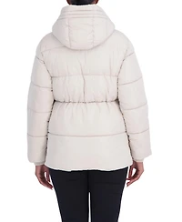 Sebby Collection Women's 3/4 Hooded Puffer Coat